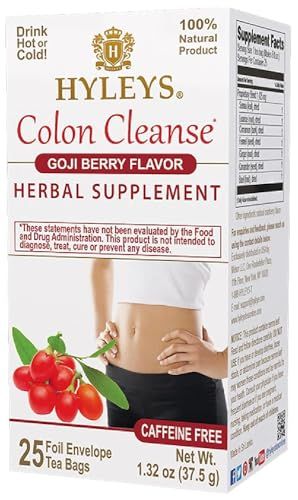Hyleys Colon Cleanse Tea Goji Berry Flavor - 25 Tea Bags 1 Pack