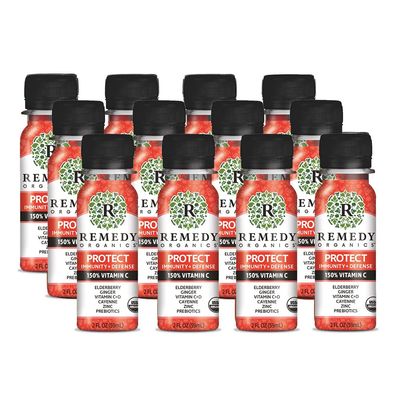 Remedy Organics Immunity Plus Shot, Protect Boost Energy, Brain Function, Detoxification, and Metabolism Brain Juice Certified-Organic Ingredients 12 Packs