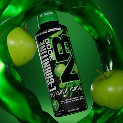 NutraBio - L-Carnitine Liquid Shots - 3000mg, Green Apple - 10mg of Vitamin B-5 - Zero Carbs Sugars - Energy Production - Muscle Recovery