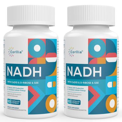 NADH 50mg CoQ10 200mg D-Ribose 150mg Supplement, Enhance NAD Supplement for Energy, Fatigue, Reduced Nicotinamide Adenine Dinucleotide, 120 Veggie Capsules