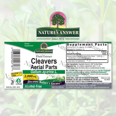 Natures Answer Alcohol-Free Cleavers Herb, 1-Fluid Ounce Supports Overall Wellbeing Dietary Supplement