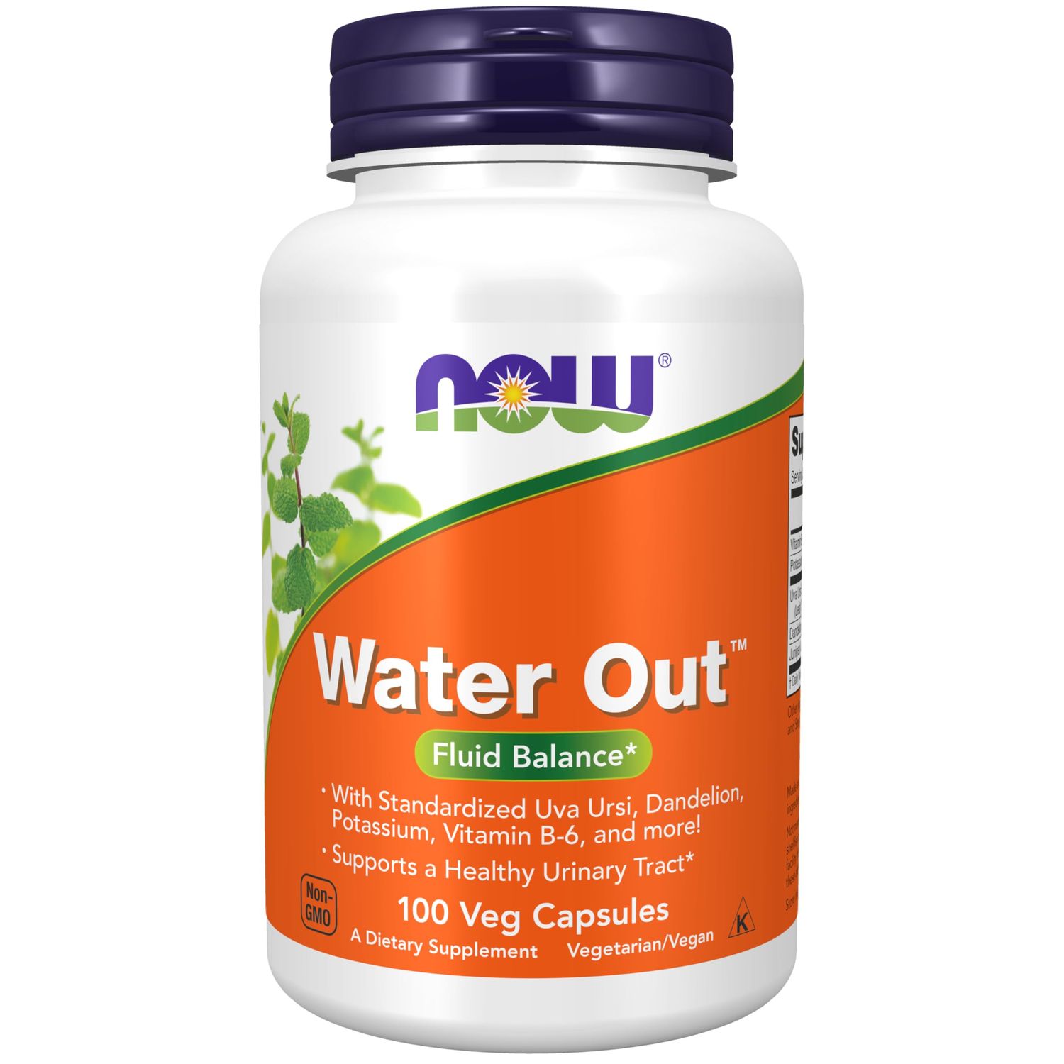NOW Foods Supplements, Water Out With Standardized Uva Ursi, Dandelion, Potassium and Vitamin B-6, 100 Veg Capsules
