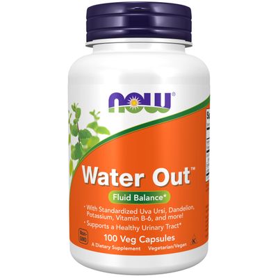 NOW Foods Supplements, Water Out With Standardized Uva Ursi, Dandelion, Potassium and Vitamin B-6, 100 Veg Capsules