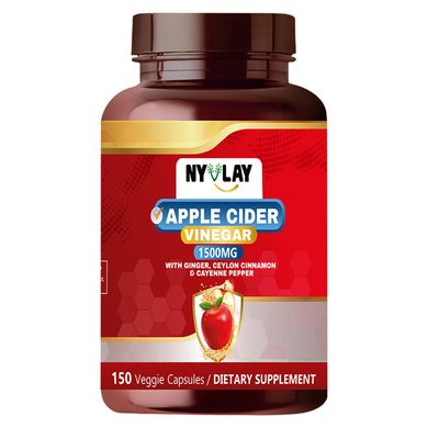 NYVLAY Apple Cider Vinegar 1500 MG 150 Capsules Dietary Supplement Extra Strength Natural Formulation Support Strength Energy