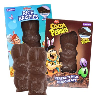 Sweetzo - Limited Edition Milk Chocolate Rice Krispies and Cocoa Pebbles Bunny, Smooth and Creamy Easter Candy, Basket Stuffer Treats, 1.6 Ounces Pack of 2