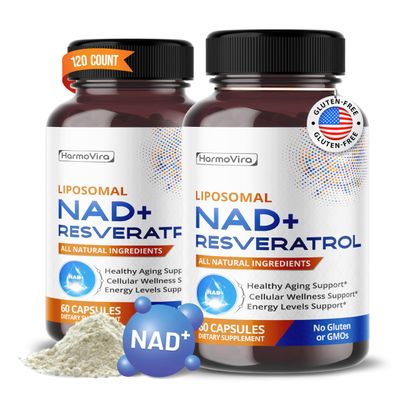 HarmoVira NAD RESVERATROL Quercetin Fisetin Black Pepper - Healthy Aging Support, Energy Levels Support - 120-day Supply - Made in The USA
