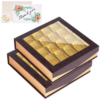 Chocolate Boxes Packaging,Empty Chocolate Box with Magnetic Closure Window,Stylish Packaging for DIY Confections 16 Grids 2 Pack