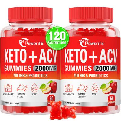 Keto ACV Gummies Apple Cider Vinegar Gummies with Mother, Max Strength Advanced 2000mg with Probiotics Vitamin B12, for Digestion, Metabolism, Cleanse Detox Diet 2 Packs