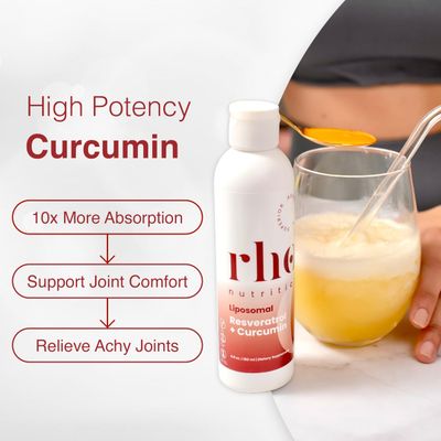 Rho Nutrition Liposomal Curcumin Resveratrol 1 Pack - Ultra High Absorption Liquid Curcumin Supplement - Promotes Joint Comfort, Mobility, Cellular Health and Overall Well-Being