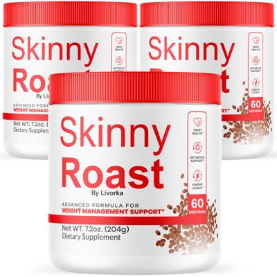 3 Pack Skinny Roast - Skinny Roast Coffee Advanced Formula, Official SkinnyRoast Organic Powder, Supplement Support Healthy Lifestyle - Premium Natural Formula, 180 Servings for 3 Months