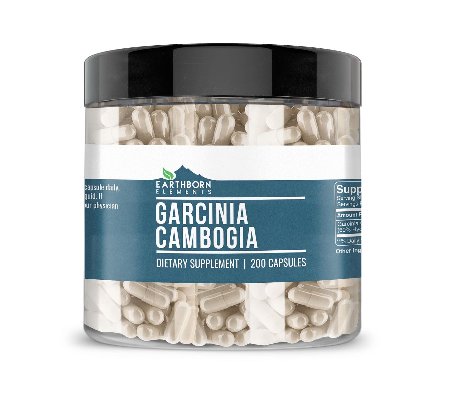 Earthborn Elements Garcinia Cambogia 200 Capsules, Pure Undiluted, No Additives