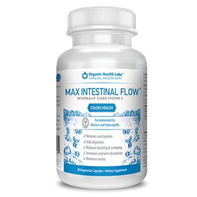 Organic Health Labs Max Intestinal Flow, Natural Colon Cleanse to Support Bowel Regulation, Excellent Body Cleanse Detox for Men and Women, 60 Veggie Capsules