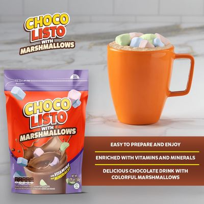 Chocolisto Chocolate with Marshmallows, Nutritious Beverage with Vitamins and Minerals, 5.29 oz, Pack of 1.