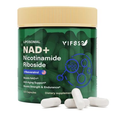 VIFSSG NAD Supplement 900mg, Liposomal NAD Nicotinamide Riboside Supplement for Men and Women, Resveratrol, Quercetin High Efficiency Supports for Energy Booster, 120 Capsules