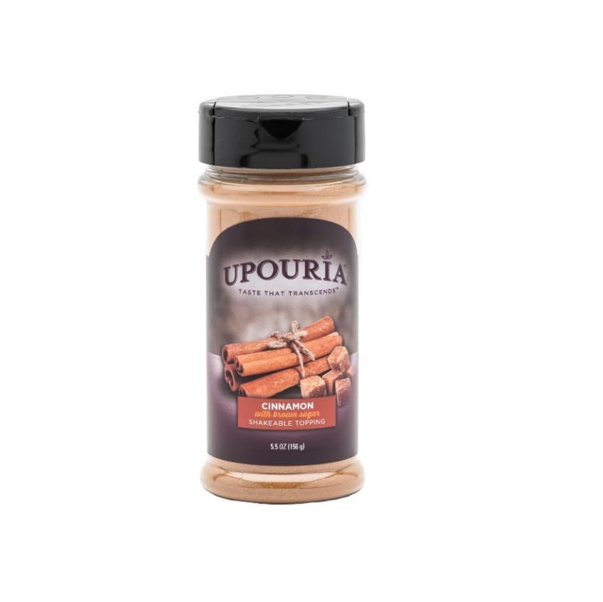 Upouria Cinnamon Brown Sugar Flavored Shakable Topping, Sweet Enhancer for Coffee Hot Cocoa, 5.5oz