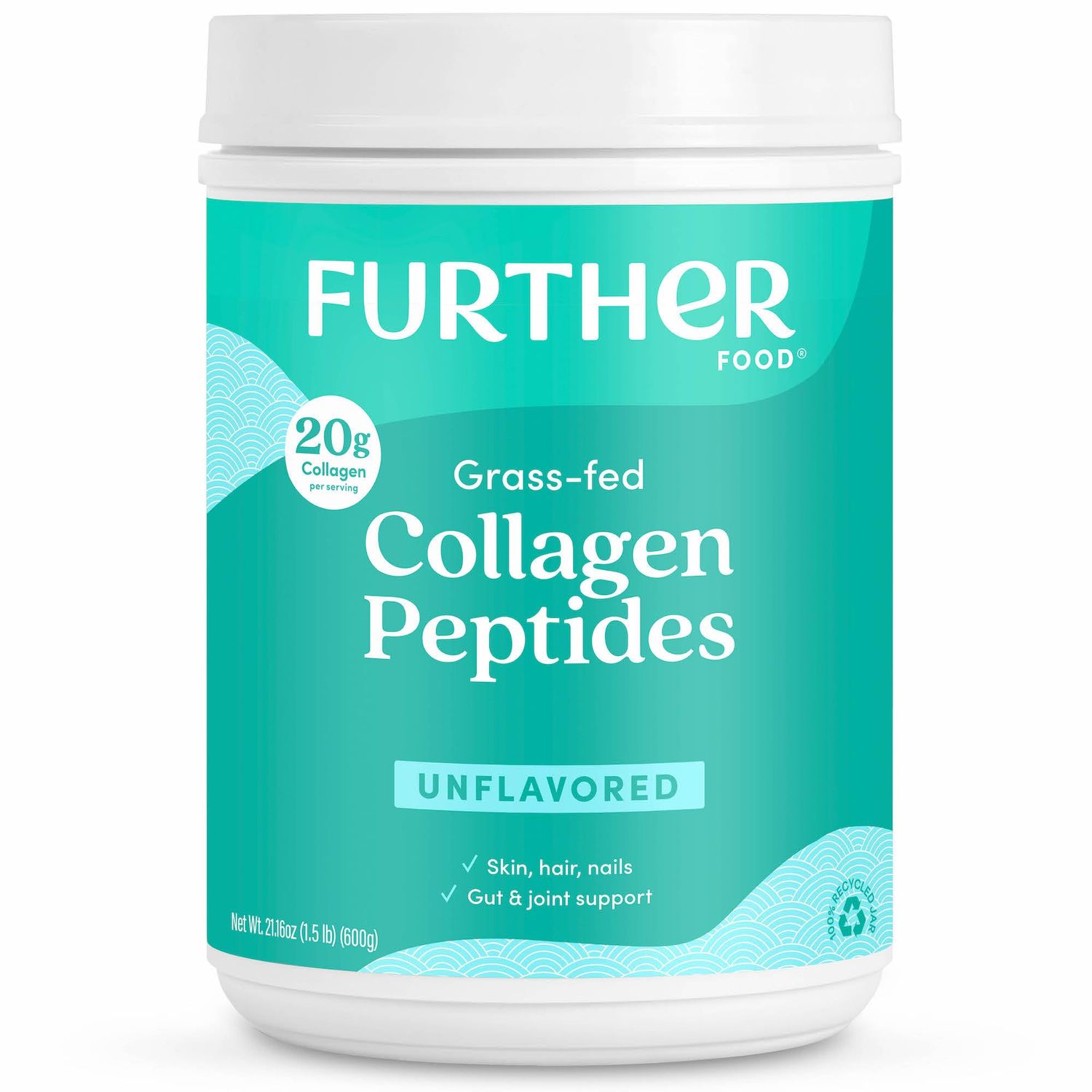 Further Food Unflavored Collagen Peptides Powder, Grass-Fed Pasture-Raised Hydrolyzed Type 1 &amp; 3 Protein Gut Health