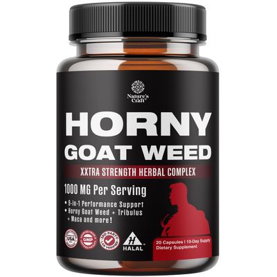 Horny Goat Weed for Male Enhancement - Extra Strength Horny Goat Weed for Men 1000mg per serving Complex with Tongkat Ali Saw Palmetto Extract Panax Ginseng and Black Maca Root for Stamina Energy