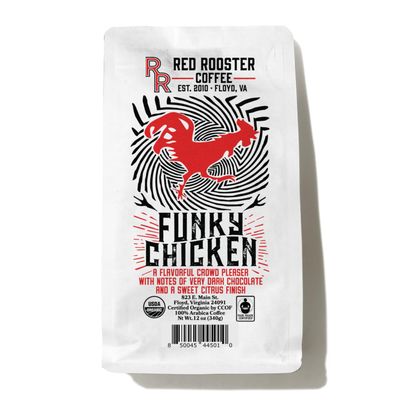 Red Rooster Coffee Organic Funky Chicken Blend - Sweet, Nutty Medium Roast Blend With Hints of Praline, Citrus and Dark Chocolate Torte - 12 oz. Whole Bean