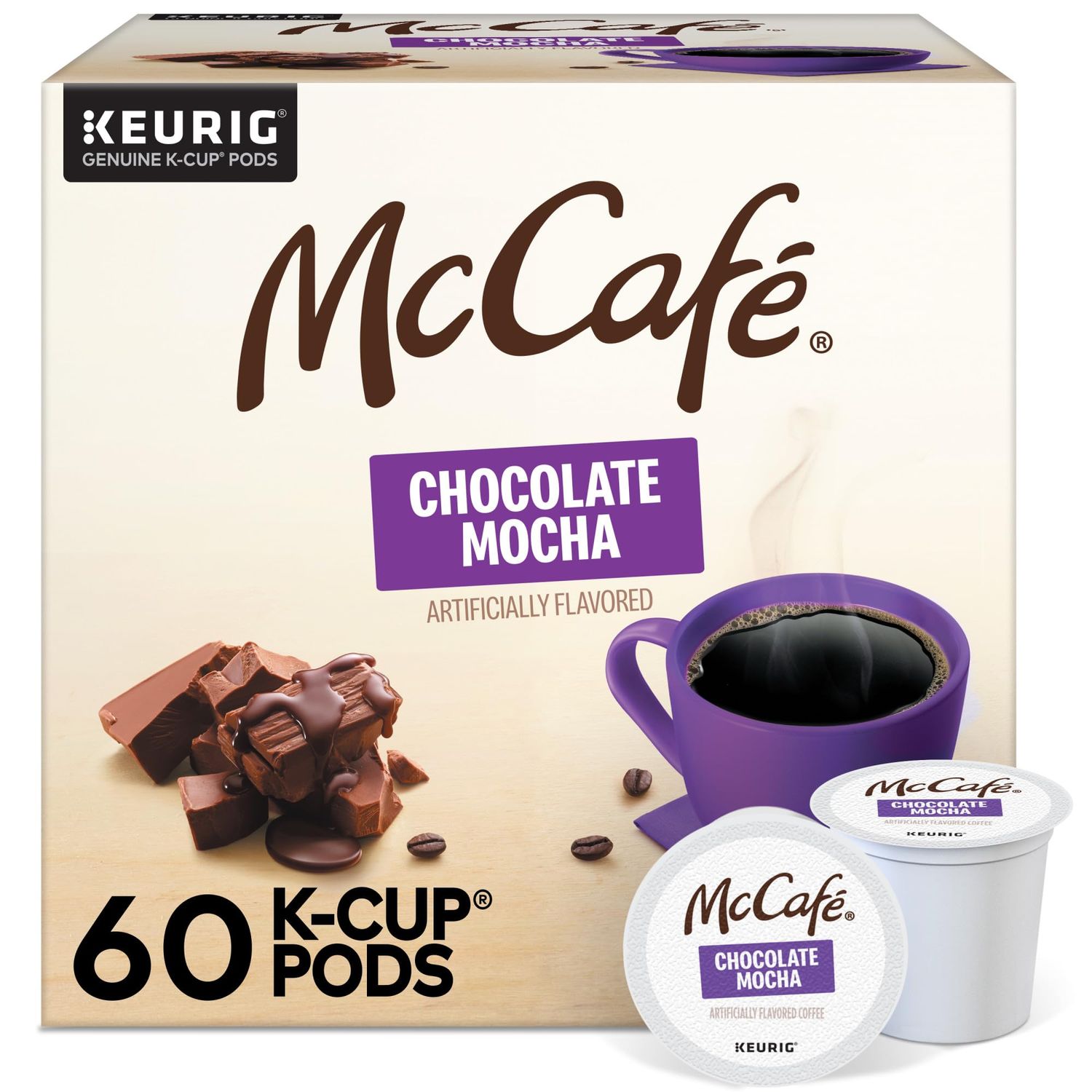 McCafe Chocolate Mocha Coffee, Keurig Single Serve Coffee K-Cup Pods, Flavored Coffee, 60 Count, 6 Packs of 10
