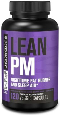 Jacked Factory Lean PM Night Time Fat Burner, Sleep Aid Supplement, Appetite Suppressant for Men and Women - 120 Stimulant-Free Veggie Weight Loss Diet Pills