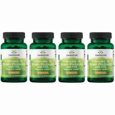 Swanson Dr. Stephen Langers Formula - Natural Probiotic wPrebiotic FOS - 16-Strain Supplement Promoting Digestive Support w 3.2 Billion CFU per Capsule - 60 Veggie Capsules 4 Pack