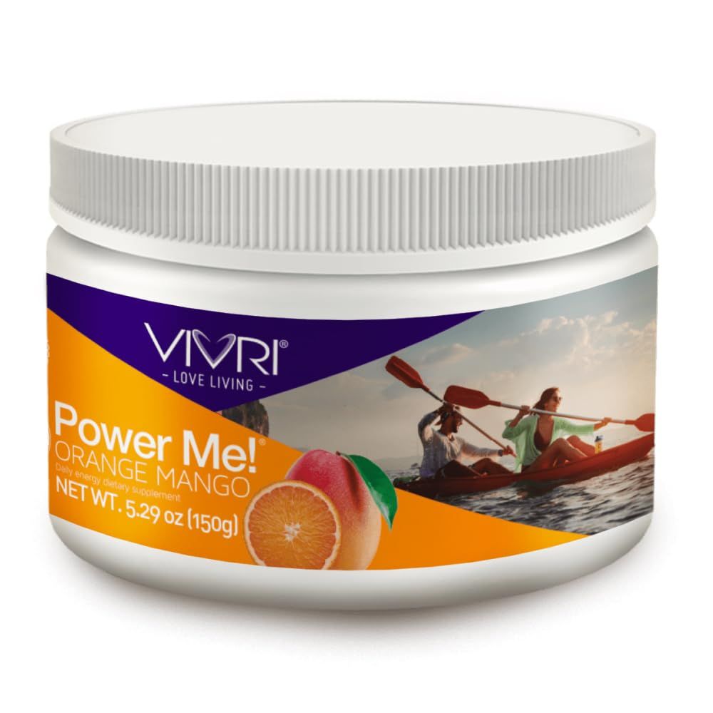 VIVRI PowerMe! Energy Boost Formula Orange Mango Flavor Coffee Alternative Made with Natural Green Tea, Guarana, Yerba Mate B Complex 30 Servings