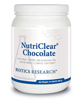 Biotics Research NutriClear Chocolate -Chocolate Powder. Nutritional Support for Detoxification and Metabolic Clearing. Healthy Body Composition. 17 g Organic Pea Protein Per Serving 24 Oz