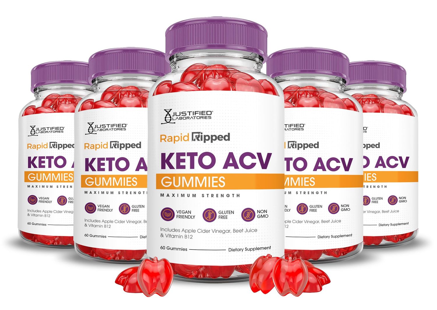 5 Pack Rapid Ripped Keto ACV Gummies Advanced Formula 1000MG Rapidripped Keto Gummies Apple Cider Vinegar Formulated with Pomegranate Beet Juice Powder B12 Vegan Non GMO 300 Gummys