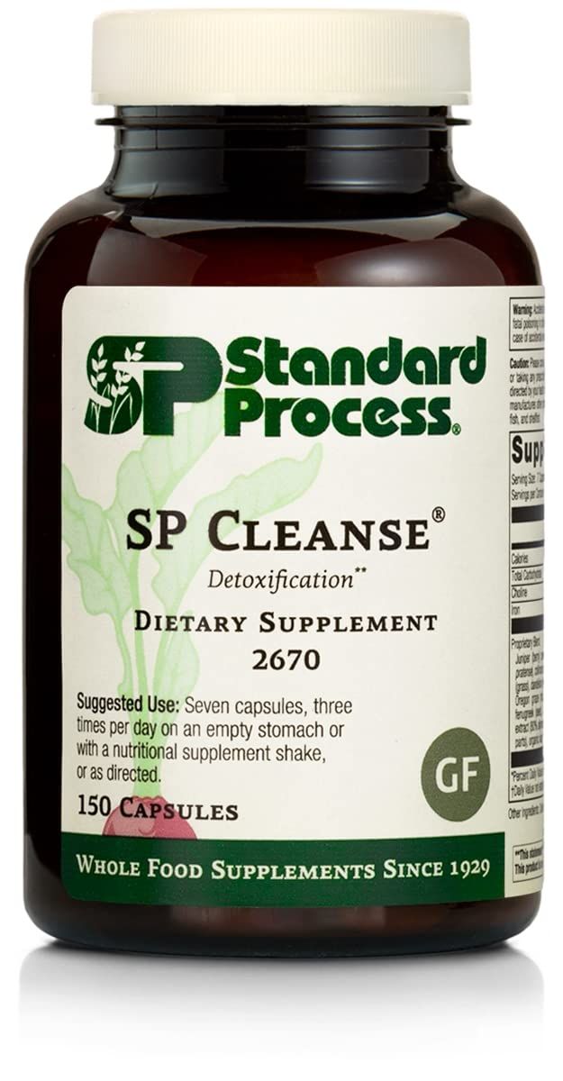 Standard Process Inc. SP Cleanse - Whole-Food Based Gallbladder, Kidney Liver Support - Digestion Toxin Cleanse with Collinsonia Root, Juniper Berry, Cordyceps Mushroom - 150 Capsules