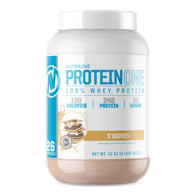 NutraOne ProteinOne Whey Protein Promote Recovery and Build Muscle with a Protein Shake Powder for Men Women S Mores - 2 lbs.