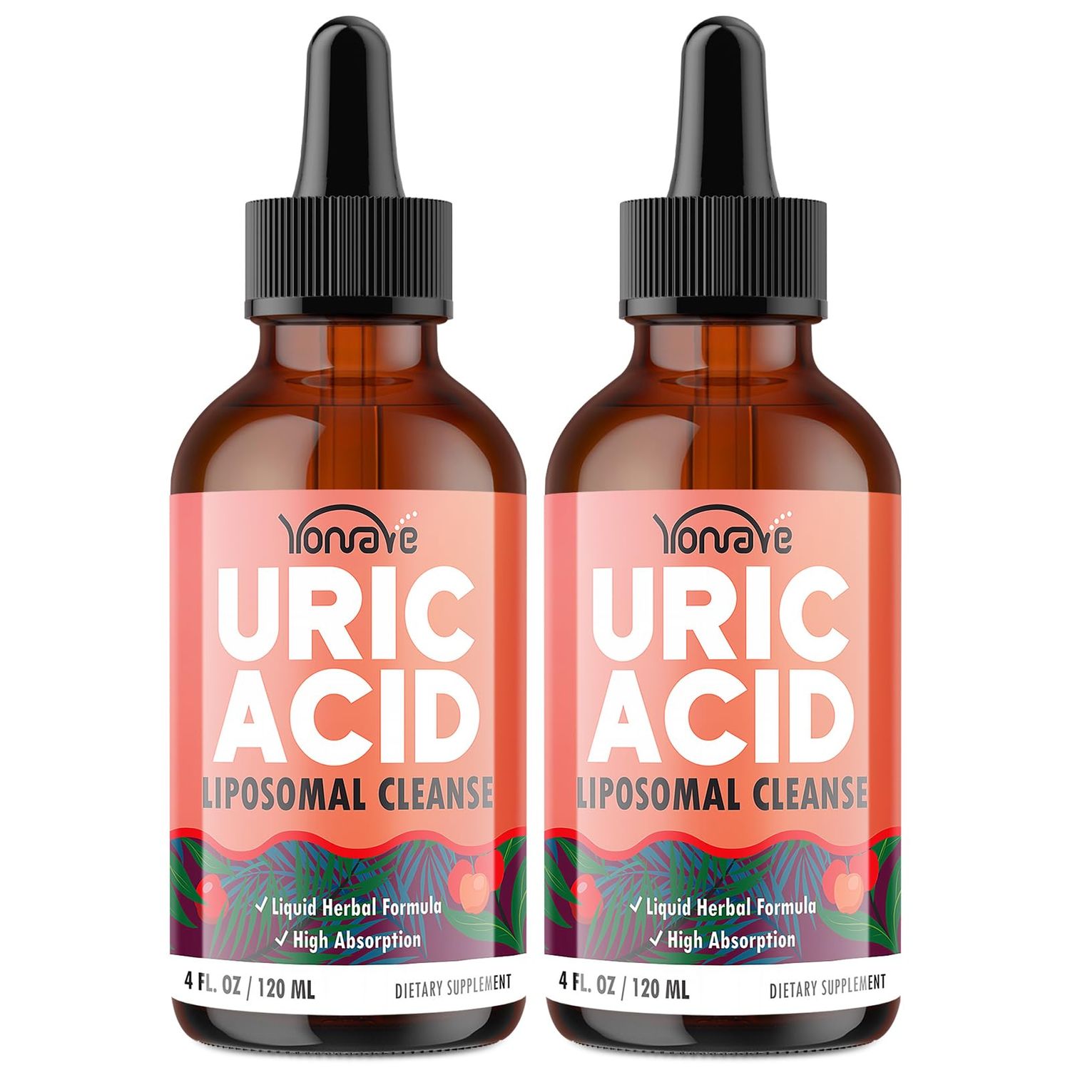 Liposomal Uric Acid Drops, Tart Cherry Supplement with Celery Seed Boswellia Extract - Muscle, Detox, Joint and Kidney, Uric Acid Cleanse Liquid Supplement- 4 FL OZ 2 Bottle
