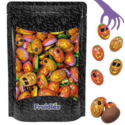 Fruidles Halloween Pumpkin Pals, Trick-Or-Treat Party Bag Fillers, Individually Wrapped in Multi-color Pumpkin Face Design Foils, Kosher Certified 1 Pound