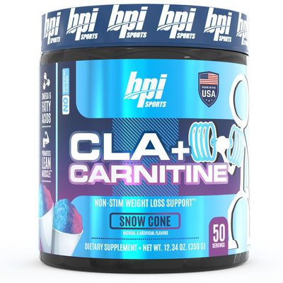 BPI Sports CLA Carnitine - Conjugated Linoleic Acid - Weight Loss Formula - Metabolism, Performance, Lean Muscle - Caffeine Free - For Men Women - Snow Cone - 50 servings - 12.34 oz.