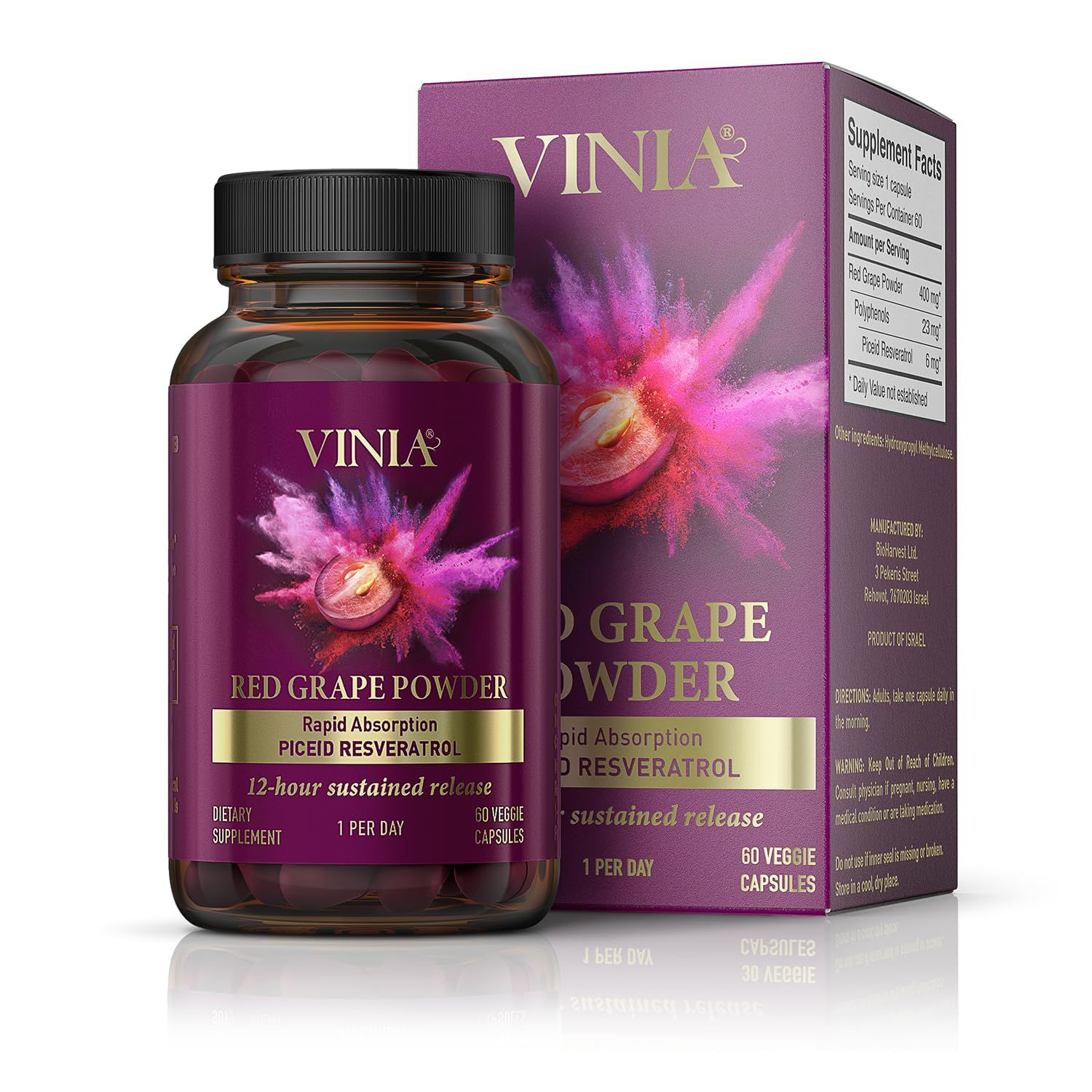 12-Hour Long-Lasting Piceid Resveratrol Supplement. Nitric Oxide Supplement. Supports Heart Health, Blood Flow, Boost Oxygen Superfood Powder, Keto Friendly. Vegan Non-GMO. 60 Day Supply.