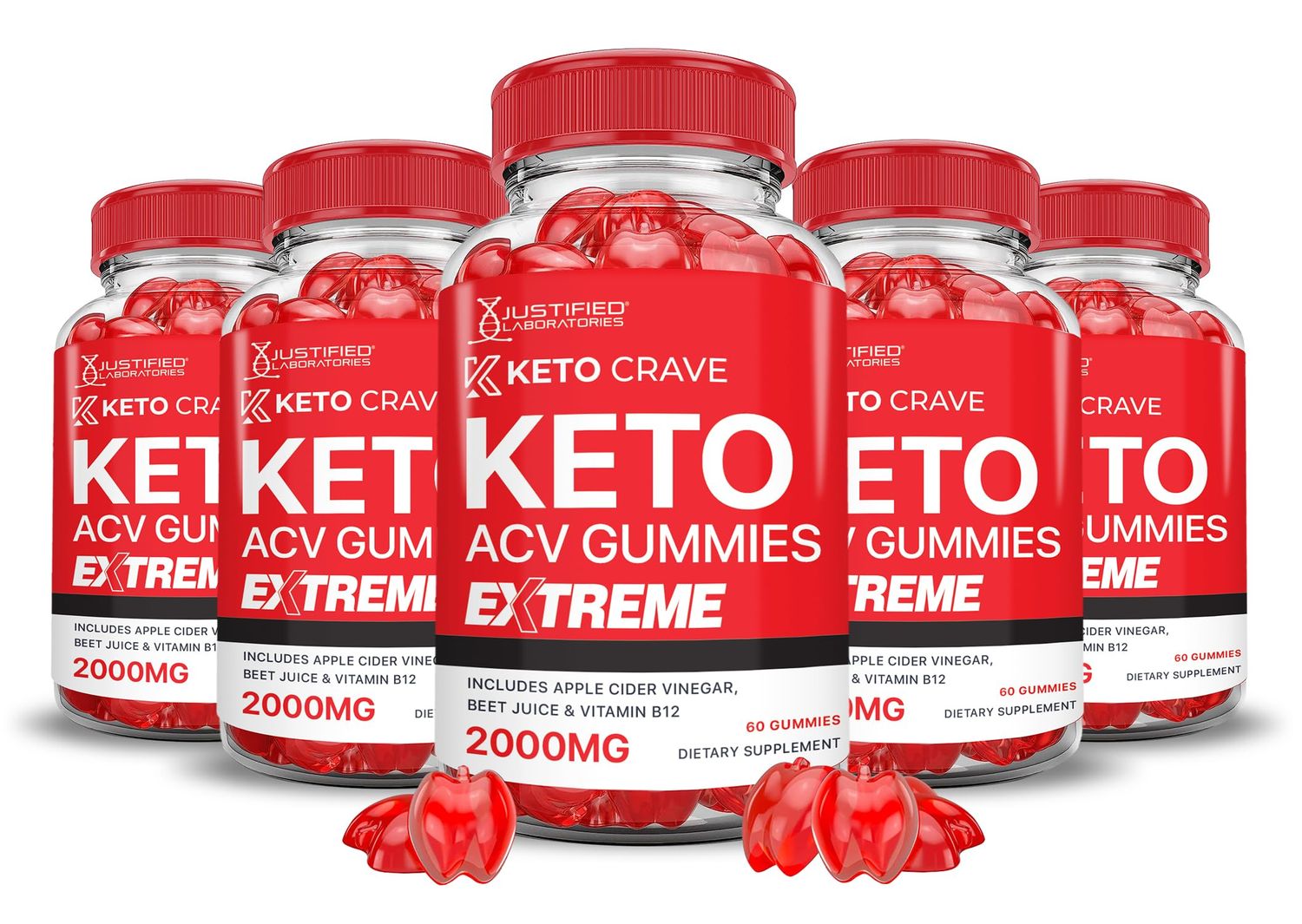 5 Pack Keto Crave Keto ACV Gummies Extreme 2000MG Keto Crave Keto Gummies Advanced Formula Apple Cider Vinegar with Pomegranate Beet Juice Powder B12 Vegan Non GMO 300 Gummys