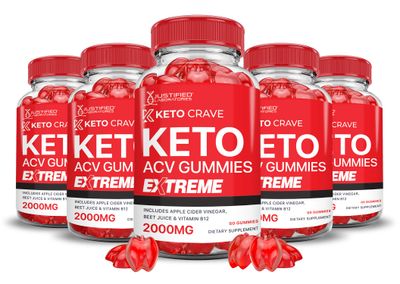 5 Pack Keto Crave Keto ACV Gummies Extreme 2000MG Keto Crave Keto Gummies Advanced Formula Apple Cider Vinegar with Pomegranate Beet Juice Powder B12 Vegan Non GMO 300 Gummys