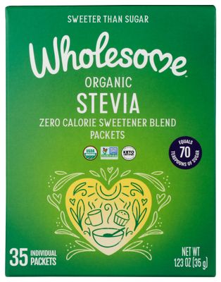 Wholesome Sweeteners Organic Stevia, 35 Count Packets, Zero Calorie Sweetener Blend, Keto Friendly, Non GMO, Gluten Free Vegan, 1 Pack