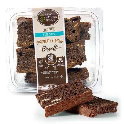 DIJAS Natural Foods, Flourless Containing No Gluten, Fat Free Biscotti Cookie, All Natural Preservative Free Ingredients 5 ounces, Chocolate Almond