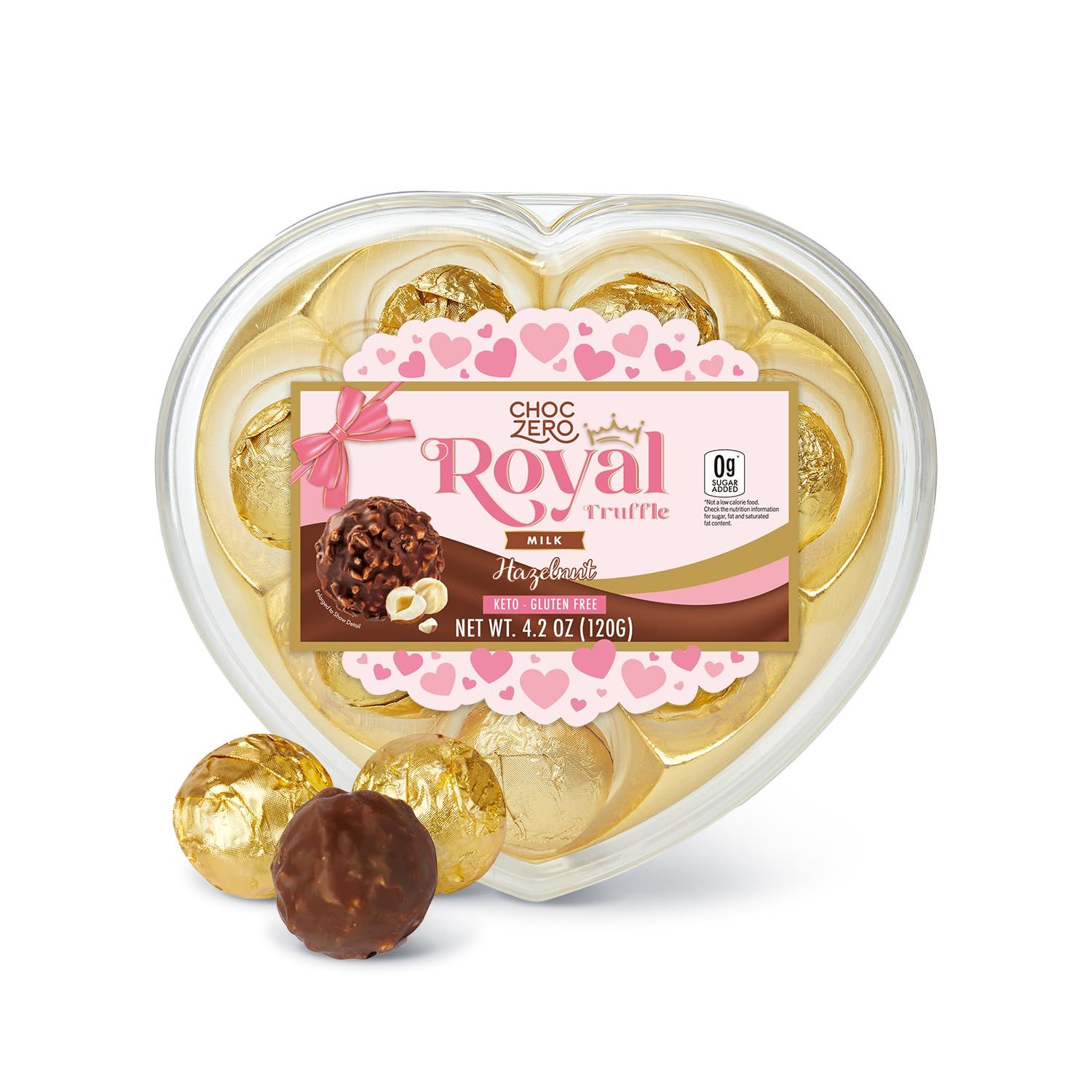 ChocZero Chocolate Hazelnut Truffle, Keto, Premium Valentines Chocolate Gift Box, 8 Truffles, 4.2 oz Pack of 1