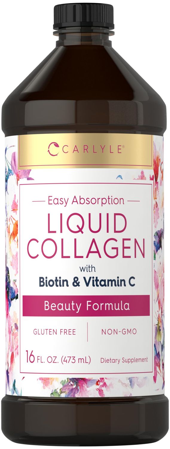 Carlyle Liquid Collagen 16 fl oz with Biotin and Amino Acid Protein Berry Flavor Non-GMO, Gluten Free