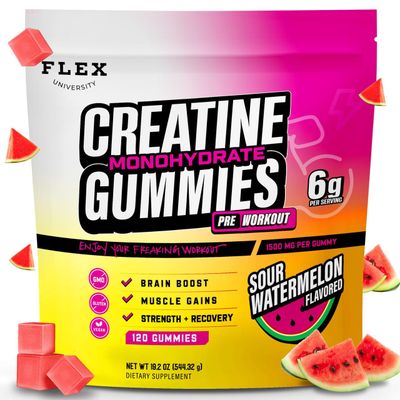 6g Creatine Monohydrate Gummies Men Women for Pre Workout Energy Muscle Growth Gym Gains Recovery, Preworkout Protein Chews Creatina Gomitas, Body Builder Focus Supplement Vitamin Vegan 120 Ct