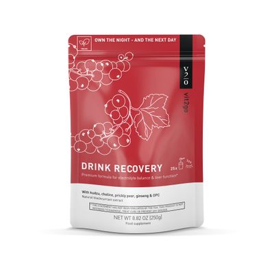Vit2Go Drink Recovery Electrolytes Powder 250g with Vitamins, Vegan Electrolyte Packets for Hydration Liver Detox, Blackcurrant Flavor 25 Portions