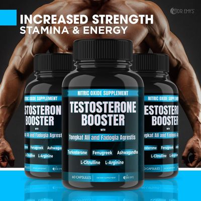 Dr. Emys 1 Pack Testosterone Booster-Tongkat Ali Fadogia Agrestis Nitric Oxide Ashwagandha Supplement for Men with L Arginine Citrulline Fenugreek - Turkesterone Pre Workout Pump 60 Capsules