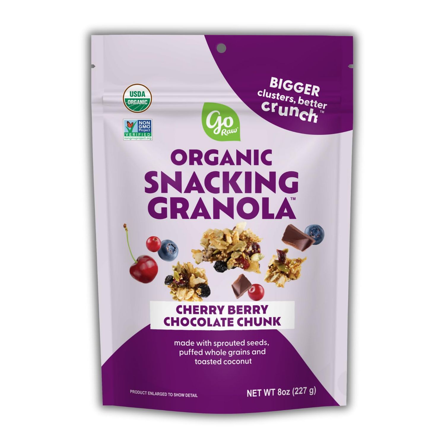 Go Raw Cherry Berry Chocolate Chunk Snacking Granola, 8oz Pouch