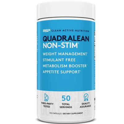 RSP Nutrition QuadraLean - Stimulant Free Weight Management, Metabolism Booster, Energy Appetite Support - CLA, L-Carnitine, Green Tea Extract, Non-Stim Formula, 50 Serv Packaging May Vary