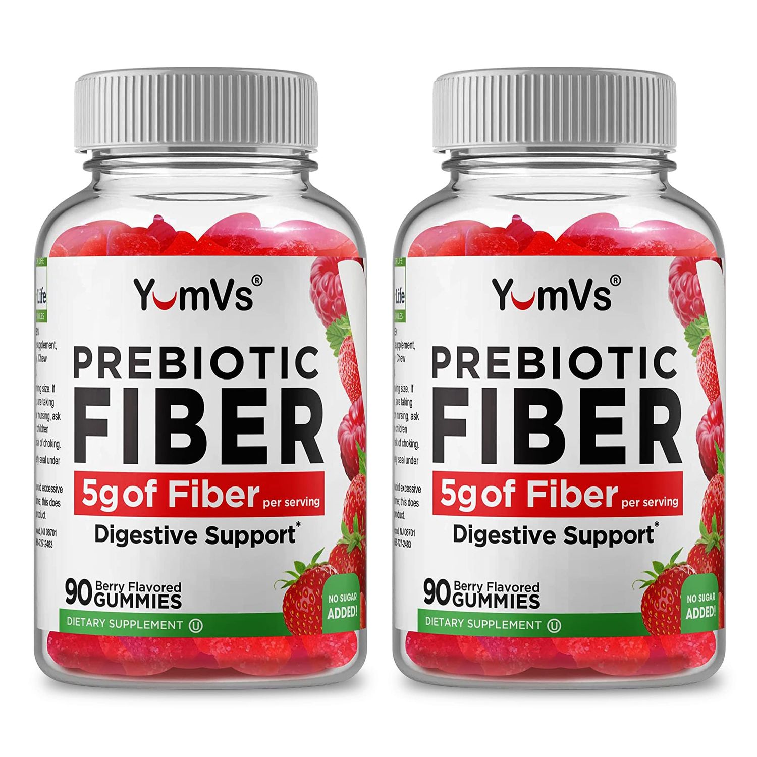 Yum-Vs - Prebiotic Fiber Gummies for Adults Kids - 5g Digestive Aid Gummy Fiber Supplement - Keto Friendly Prebiotic Daily Fiber Supplement for Women Men - No Sugar Added Dietary Fiber 90 Count