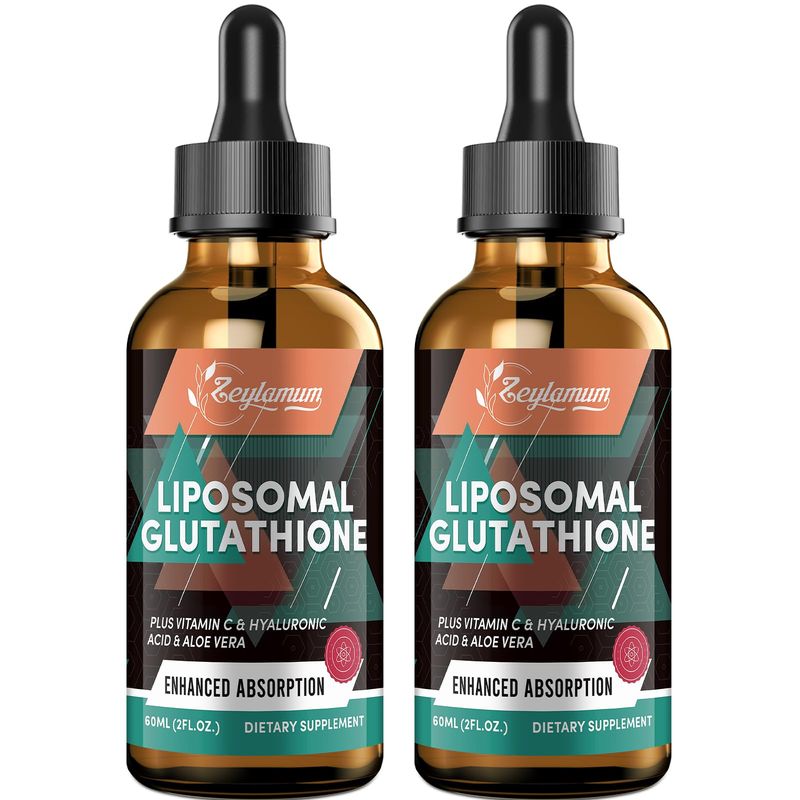 2000MG Liposomal Glutathione Liquid Drops, Enhanced Absorption, Glutathione Supplement, with Vitamin C, Hyaluronic Acid L-Glutathione, Antioxidant Supplement - Liver Detox, Radiant Skin, 4.05 OZ