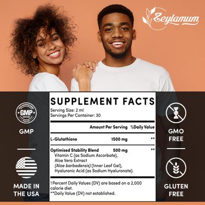 2000MG Liposomal Glutathione Liquid Drops, Enhanced Absorption, Glutathione Supplement, with Vitamin C, Hyaluronic Acid L-Glutathione, Antioxidant Supplement - Liver Detox, Radiant Skin, 4.05 OZ