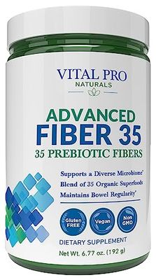 Vital Pro Naturals - Advanced Fiber 35 Powder Supplement for Dietary Support and Occasional Constipation with 35 Prebiotic Fibers and 35 Organic Superfoods for Bowel Regularity, 6.77 oz