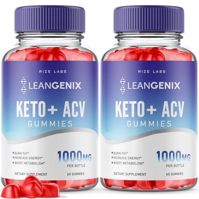 rize labs Pack of 2 Leangenix KetoACV Gummies for Advanced Weight Loss, to Burn Fat and Use as Main Source of Energy, Gomitas, Supplement Review 120 Gummies